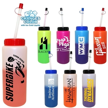 32 oz. Mood Sports Bottle with Flexible Straw BPA Free