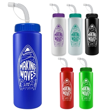 32 oz The Sports Quart Water Bottle With Straw Lid