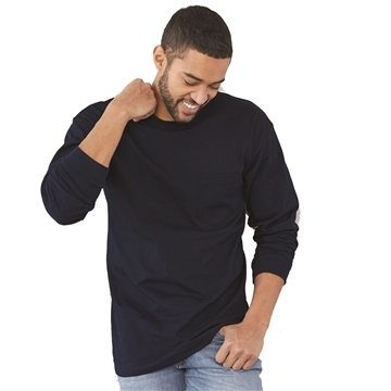 Bayside Long Sleeve T shirt with a Pocket