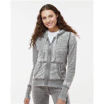 J. America Ladies Vanity Zen Fleece Full Zip Hooded Sweatshirt