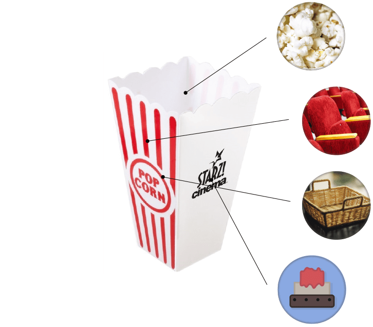 Custom Popcorn Buckets Red w/ White Stripes Plastic