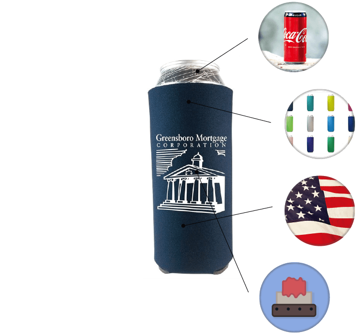 Imprinted Tall Boy Coolies (24 Oz., Full Color Logo)