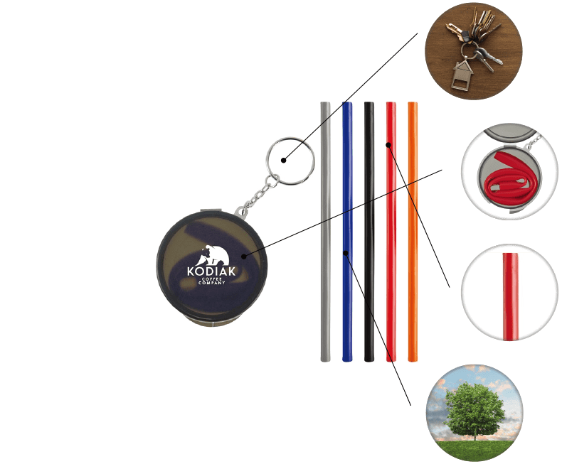 Promotional Reusable Silicone Straw Keychain