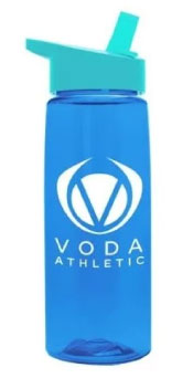 Branded sports bottle with flip straw lid