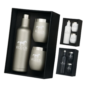 Corporate drinkware gift set with wine tumblers