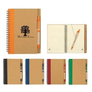 Eco friendly spiral notebook with pen