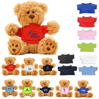Promotional teddy bear with multicolor shirts