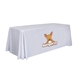 aerial view a white 6 serged closed - back standard table throw cover, image 1 of 2