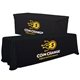 a black serged convertible table throw - 6 to 8 - full color