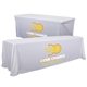 a white serged convertible table throw - 6 to 8 - full color