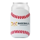 aerial view a white baseball vegan leather with neoprene liner can cooler, image 1 of 5