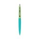 a teal barrel & julep cap clic pen - blue and black ink
