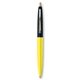 a yellow barrel & navy blue cap gold trim pens