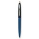 a metallic dark blue barrel & navy blue cap gold trim pens