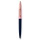 a navy blue barrel & pink lemonade cap gold trim pens