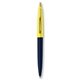 a navy blue barrel & yellow cap gold trim pens