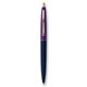 a navy blue barrel & purple cap gold trim pens