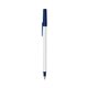 a clear barrel & navy blue trim bic round stic ballpoint pen - promotional pens
