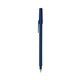 a metallic dark blue barrel & navy blue trim bic round stic ballpoint pen - promotional pens