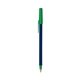 a navy blue barrel & green trim bic round stic ballpoint pen - promotional pens