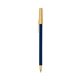 a navy blue barrel & cream trim bic round stic ballpoint pen - promotional pens