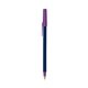 a navy blue barrel & purple trim bic round stic ballpoint pen - promotional pens