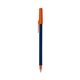 a navy blue barrel & orange trim bic round stic ballpoint pen - promotional pens