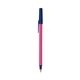 a pink barrel & navy blue trim bic round stic ballpoint pen - promotional pens