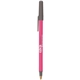 a pink barrel & slate trim bic round stic ballpoint pen - promotional pens