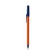 a orange barrel & navy blue trim bic round stic ballpoint pen - promotional pens
