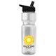 a clear bottle & black lid champion - 28 oz transparent bottle with flip straw lid and digital imprint