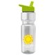 aerial view a clear bottle & lime-green lid champion - 28 oz transparent bottle with flip straw lid and digital imprint, image 1 of 2