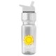 aerial view a clear bottle & white lid champion - 28 oz transparent bottle with flip straw lid and digital imprint, image 1 of 2