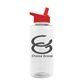 aerial view a clear bottle & red lid the mountaineer - 36 oz tritan(tm) bottle with flip straw lid, image 1 of 2