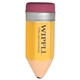 aerial view a yellow/purple sharpened pencil stress reliever, image 1 of 5