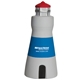 aerial view a white/blue lighthouse stress reliever, image 1 of 5