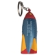 aerial view a blue/yellow/red rocket keyring stress reliever, image 1 of 5