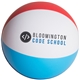 aerial view a red/white/blue/navy/yellow beach ball stress reliever, image 1 of 4