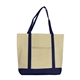 a blue 100 cotton canvas tote bag