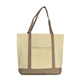 aerial view a sand brown 100 cotton canvas tote bag, image 1 of 2
