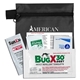 aerial view a black piece insect repellent kit in zipper pack, image 1 of 2