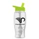 a clear bottle & lime green lid poly - pure - 27 oz transparent bottle with flip straw lid