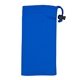 aerial view a royal blue spot color microfiber drawstring pouch for cell phones, eyeglasses and other accessories, image 1 of 3