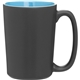 aerial view a glossy sky blue 12 oz rocca mug - matte black - glossy sky blue, image 1 of 4