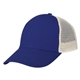 aerial view a royal blue with khaki mesh back mesh back price buster trucker hat, image 1 of 3