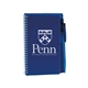 a blue plastic cover notebook pen