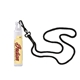 aerial view a black spf 15 lip balm with hook cap and cord lanyard, image 1 of 3