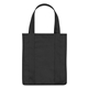 aerial view a black non - woven shopper tote bag, image 1 of 2