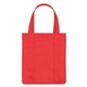 aerial view a red non - woven shopper tote bag, image 1 of 2
