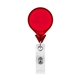 a translucent red tear drop retractable badge holder